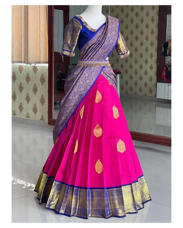 Pink_Elegant_Design_Embroidered_Silk_Half_Saree_With_Dupatta_For_Women