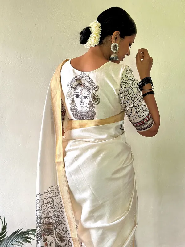 White_Elegant_Design_Cotton_Silk_Saree_For_Women