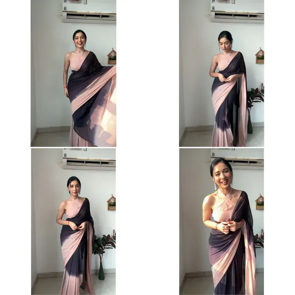 Pink_And_Black_Elegant_Design_Chiffon_Saree_For_Women