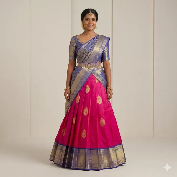 Pink_Elegant_Design_Embroidered_Silk_Half_Saree_With_Dupatta_For_Women