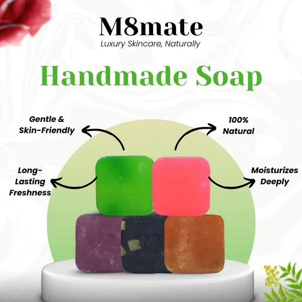 Pack_Of_5_Luxury_Handmade_Natural_Soap__(Turmeric,_Lavender,_Rose,_Neem,_Charcoal)_|_Sulphate_&_Paraben_Free_|_Herbal_Bathing_Bar_Gift_Set_For_All_Skin_Types