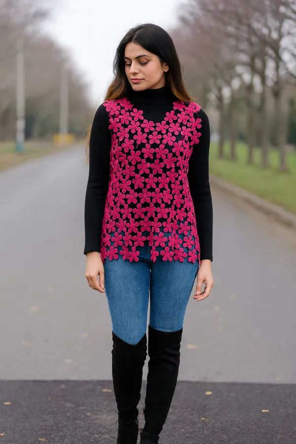 Pink_Crochet_Crop_Top_For_Women