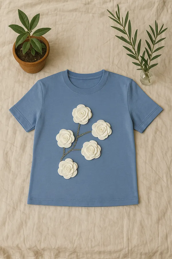 Blue_Rayon_T-Shirt_For_Women