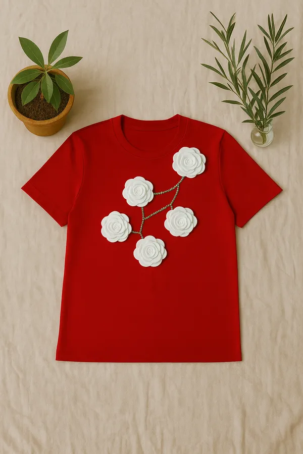 Red_Rayon_T-Shirt_For_Women