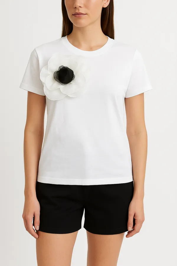 White_Rayon_T-Shirt_For_Women