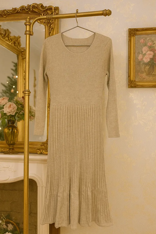 Beige_Woollen_Winter_Dress_For_Women