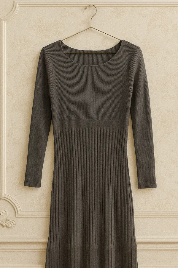 Deep_Grey_Woollen_Winter_Dress_For_Women