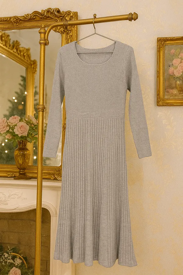 Light_Grey_Woollen_Winter_Dress_For_Women