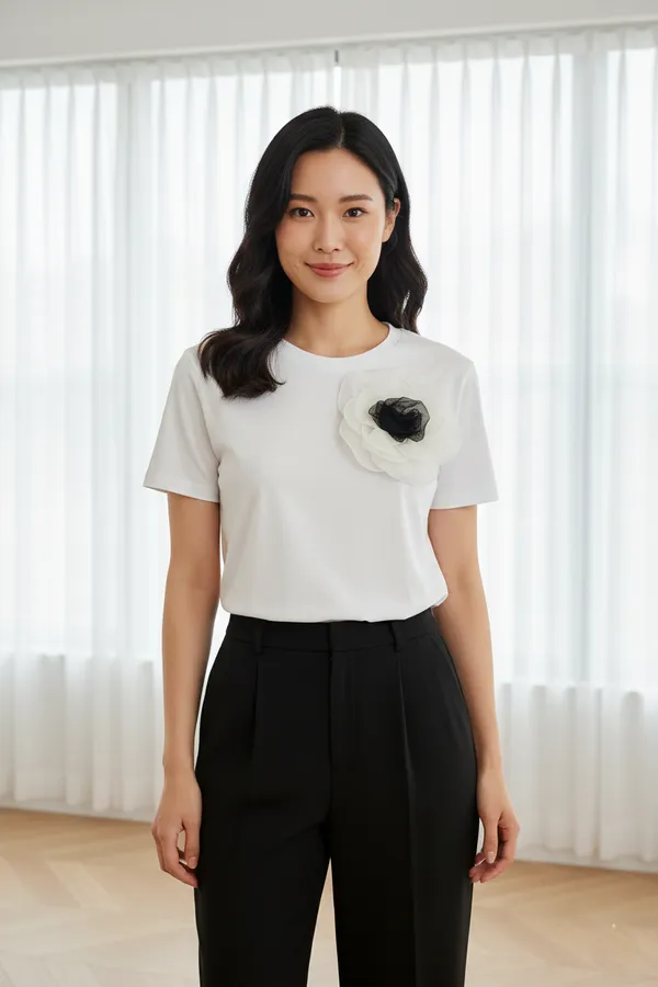 White_Rayon_T-Shirt_For_Women