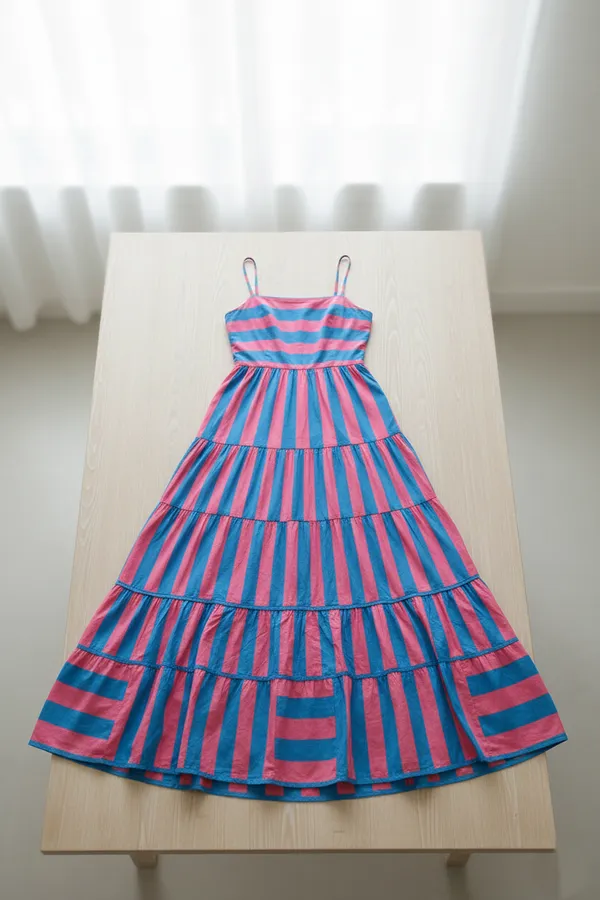 Pink_&_Blue_Rayon_Dress_For_Women