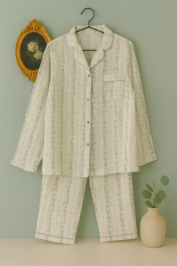 White_&_Blue_Night_Suit_For_Women