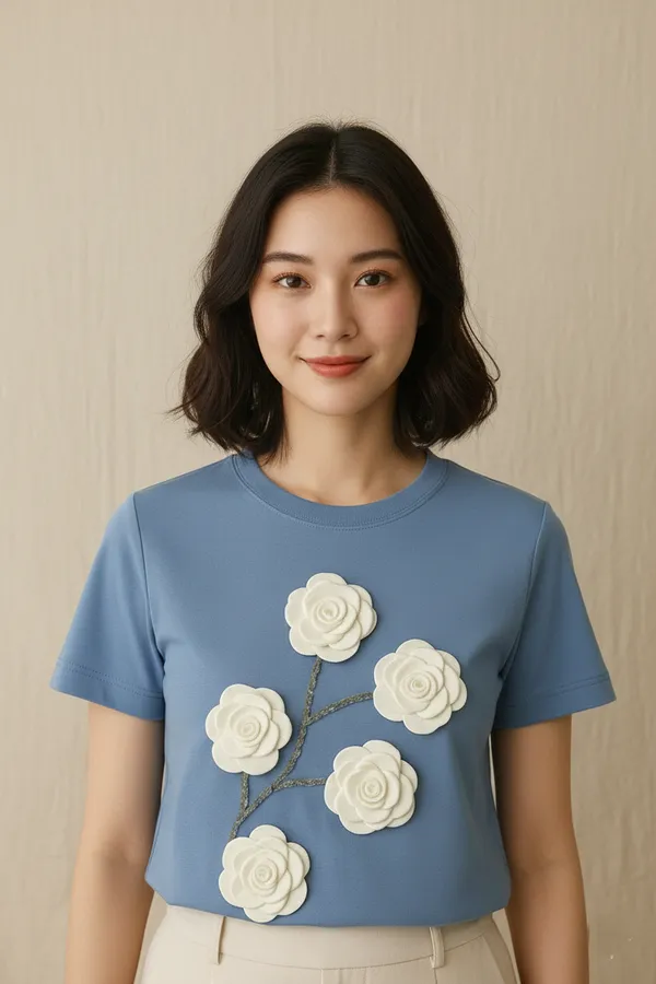 Blue_Rayon_T-Shirt_For_Women