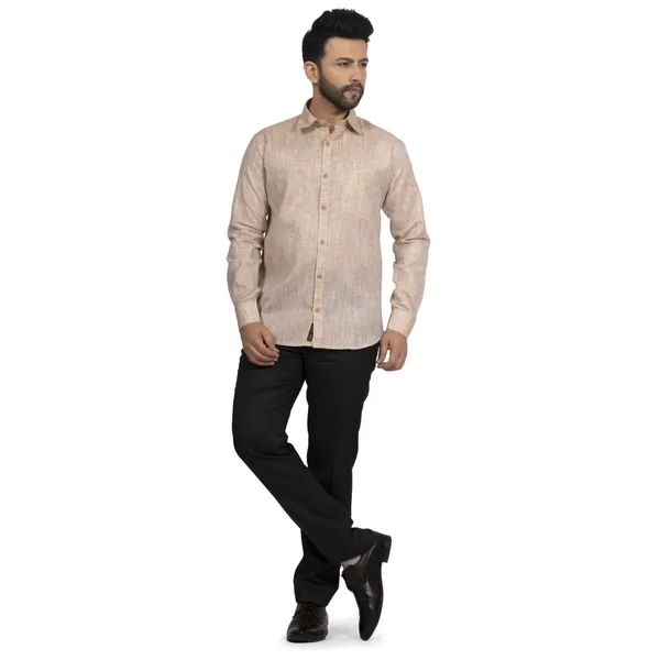 Beige_Cotton_Linen_Blend__Shirt_For_Men
