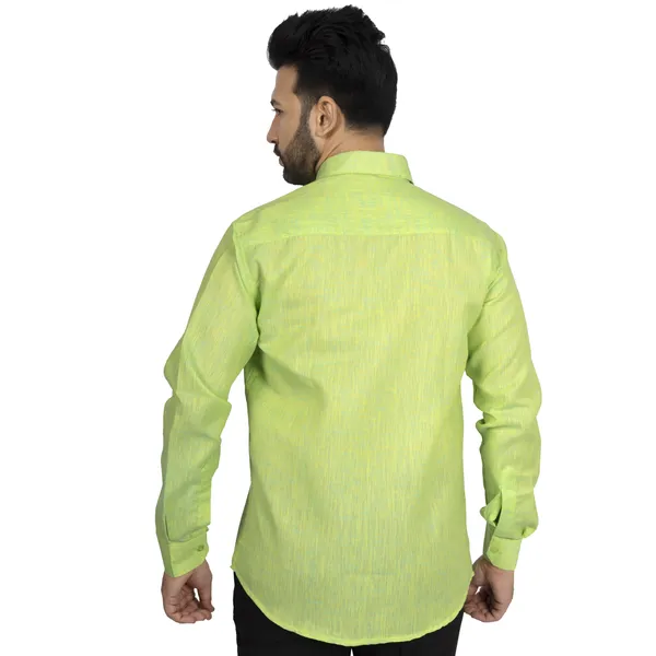 Green_Cotton_Linen_Blend__Shirt_For_Men