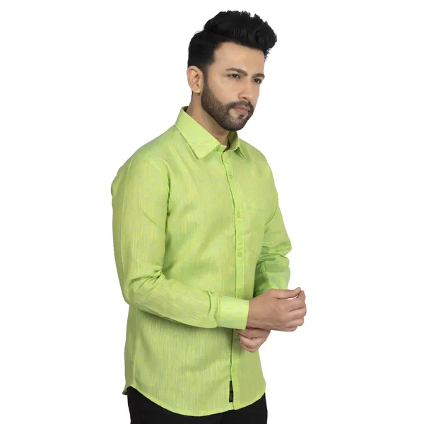 Green_Cotton_Linen_Blend__Shirt_For_Men