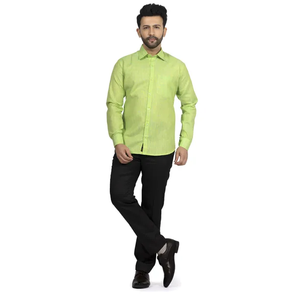 Green_Cotton_Linen_Blend__Shirt_For_Men
