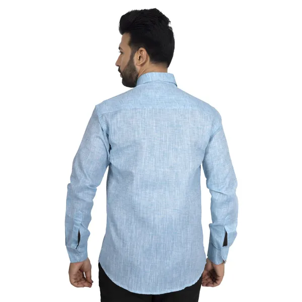 Blue_Cotton_Linen_Blend__Shirt_For_Men