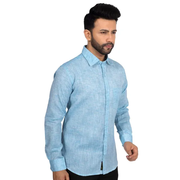 Blue_Cotton_Linen_Blend__Shirt_For_Men