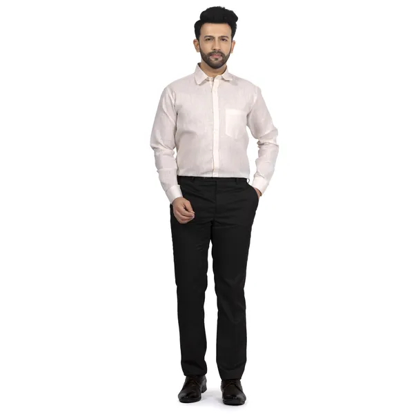 Light_Brown_Cotton_Linen_Blend__Shirt_For_Men