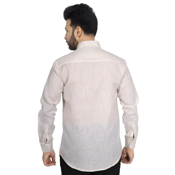 Light_Brown_Cotton_Linen_Blend__Shirt_For_Men