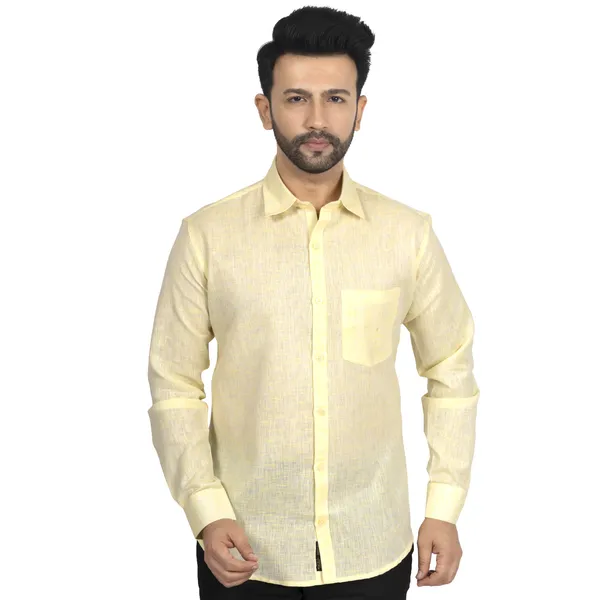 Golden_Cotton_Linen_Blend__Shirt_For_Men