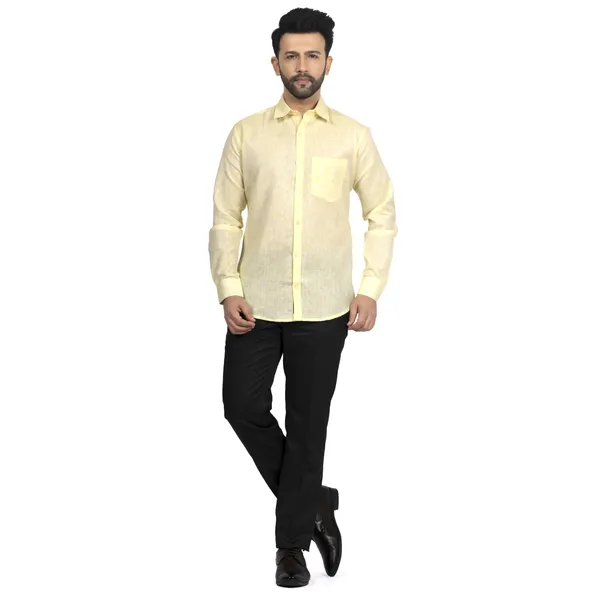 Golden_Cotton_Linen_Blend__Shirt_For_Men