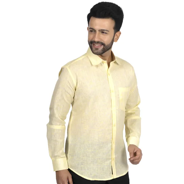 Golden_Cotton_Linen_Blend__Shirt_For_Men
