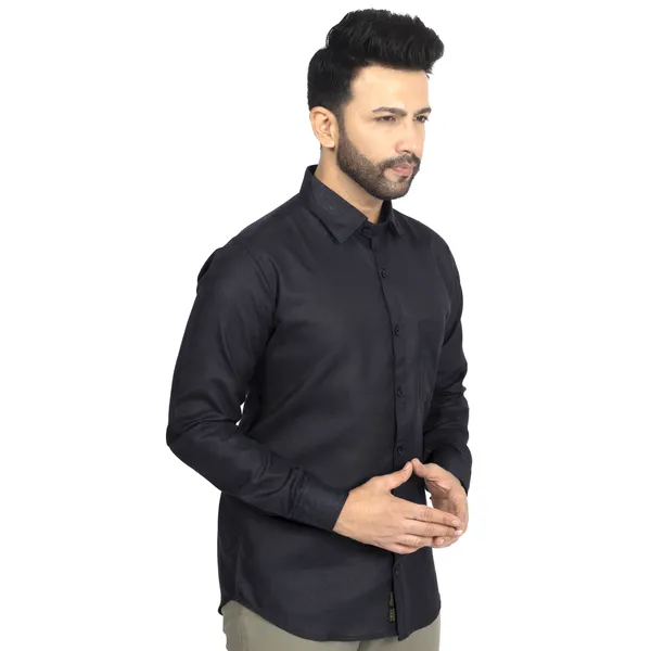 Black_Cotton_Linen_Blend__Shirt_For_Men