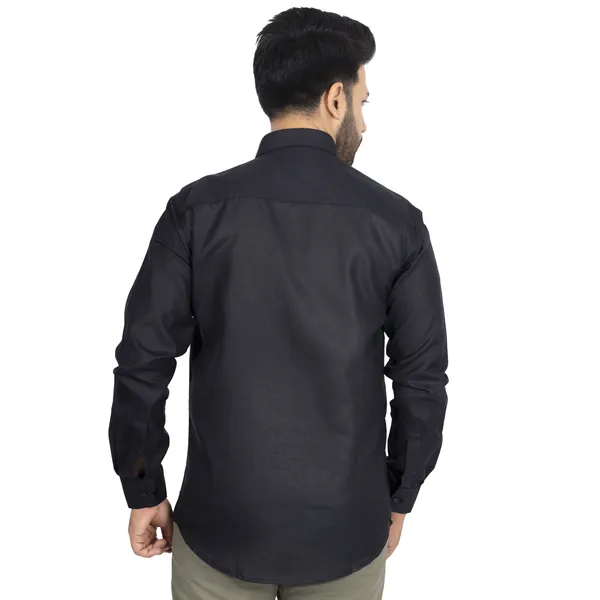 Black_Cotton_Linen_Blend__Shirt_For_Men