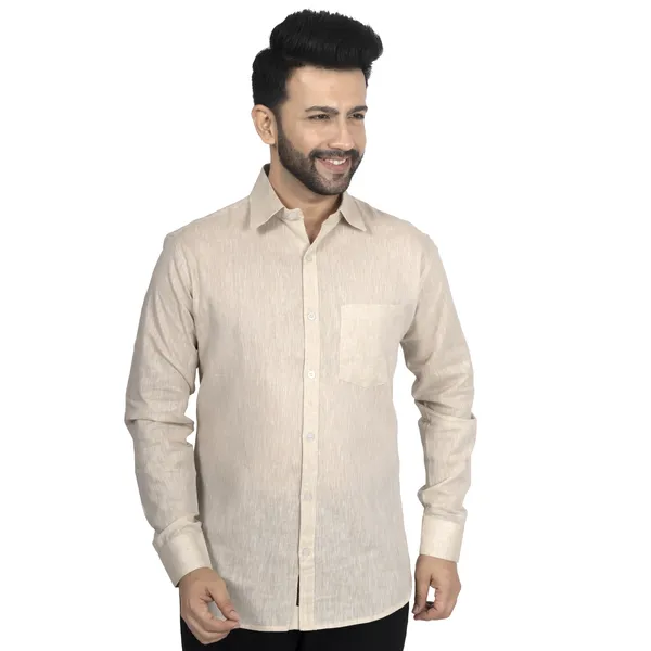 Light_Beige_Pure_Linen__Shirt_For_Men