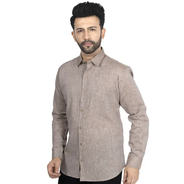 Beige_Pure_Linen__Shirt_For_Men