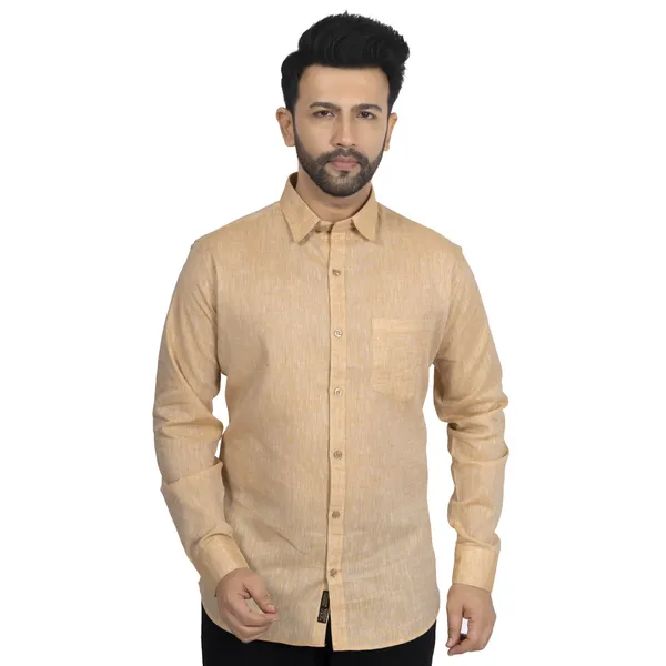 Orange_Brown_Pure_Linen__Shirt_For_Men