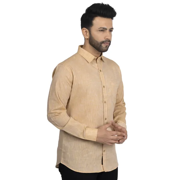 Orange_Brown_Pure_Linen__Shirt_For_Men
