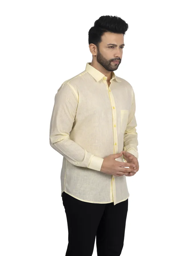 Pastel_Yellow_Pure_Linen__Shirt_For_Men