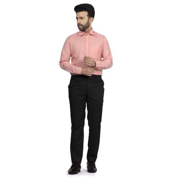 Peach_Cotton_Linen_Blend__Shirt_For_Men