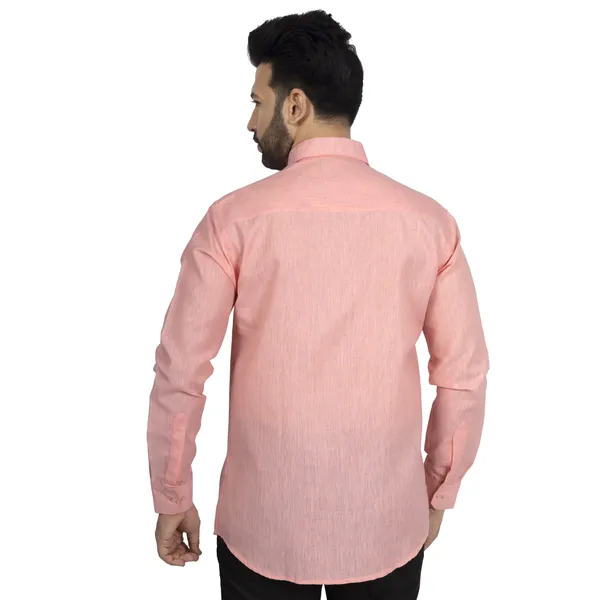 Peach_Cotton_Linen_Blend__Shirt_For_Men
