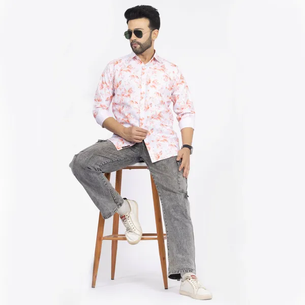 Orange_Cotton_Linen_Blend__Shirt_For_Men