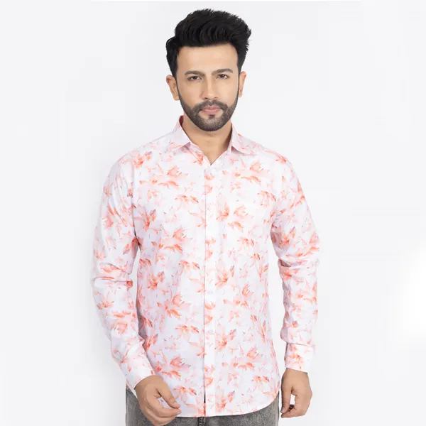 Orange_Cotton_Linen_Blend__Shirt_For_Men