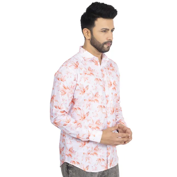 Orange_Cotton_Linen_Blend__Shirt_For_Men