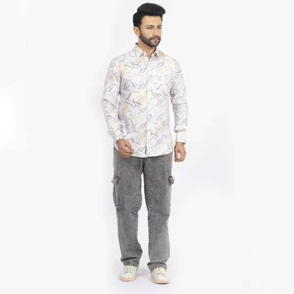 White_Cotton_Linen_Blend__Shirt_For_Men