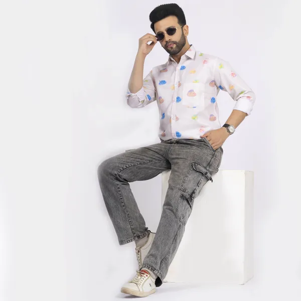 Multicolour_Cotton_Linen_Blend__Shirt_For_Men