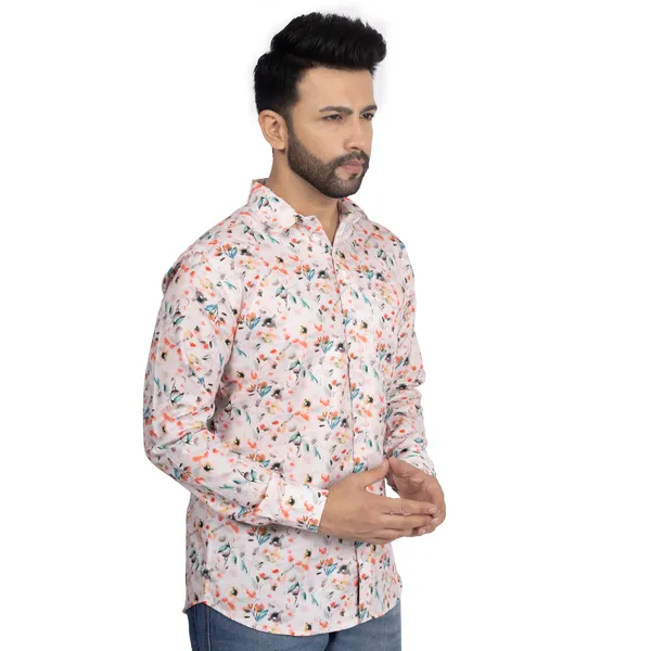 Orange_Red_Cotton_Linen_Blend__Shirt_For_Men