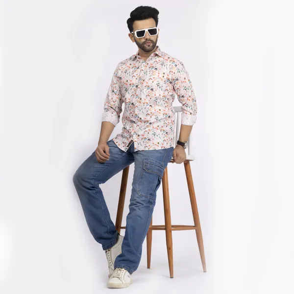 Orange_Red_Cotton_Linen_Blend__Shirt_For_Men