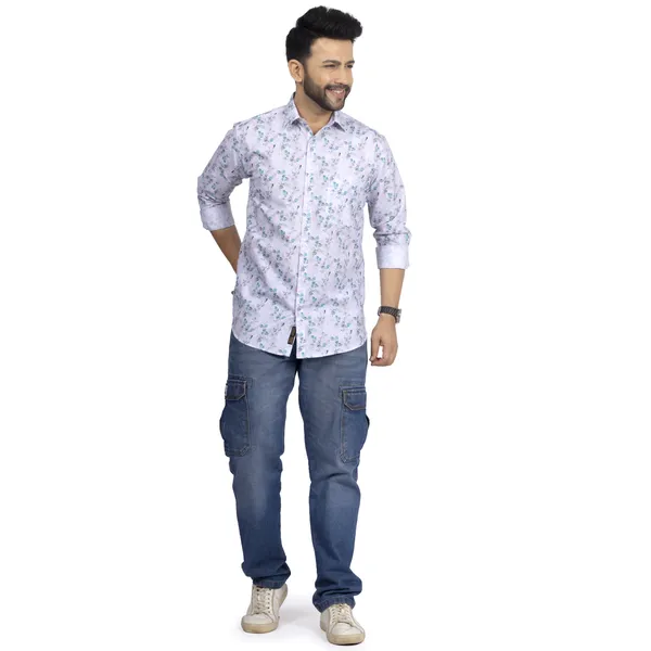 Blue_And_Green_Cotton_Linen_Blend__Shirt_For_Men
