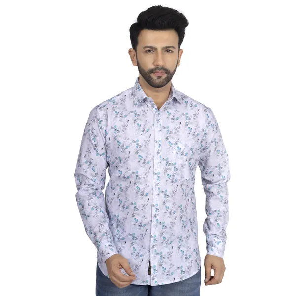 Blue_And_Green_Cotton_Linen_Blend__Shirt_For_Men