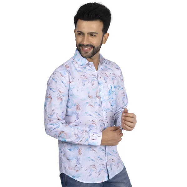 Light_Blue_Cotton_Linen_Blend__Shirt_For_Men