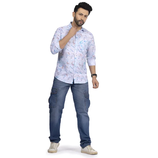 Light_Blue_Cotton_Linen_Blend__Shirt_For_Men