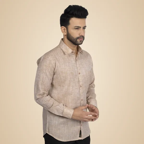 Beige_Cotton_Linen_Blend__Shirt_For_Men