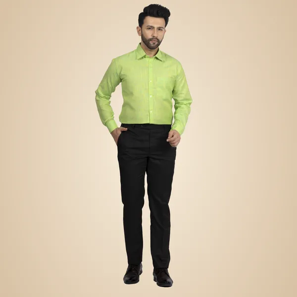 Green_Cotton_Linen_Blend__Shirt_For_Men