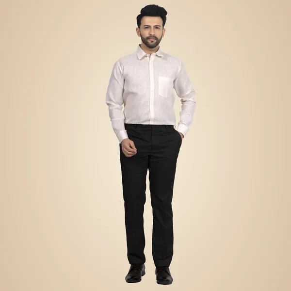 Light_Brown_Cotton_Linen_Blend__Shirt_For_Men